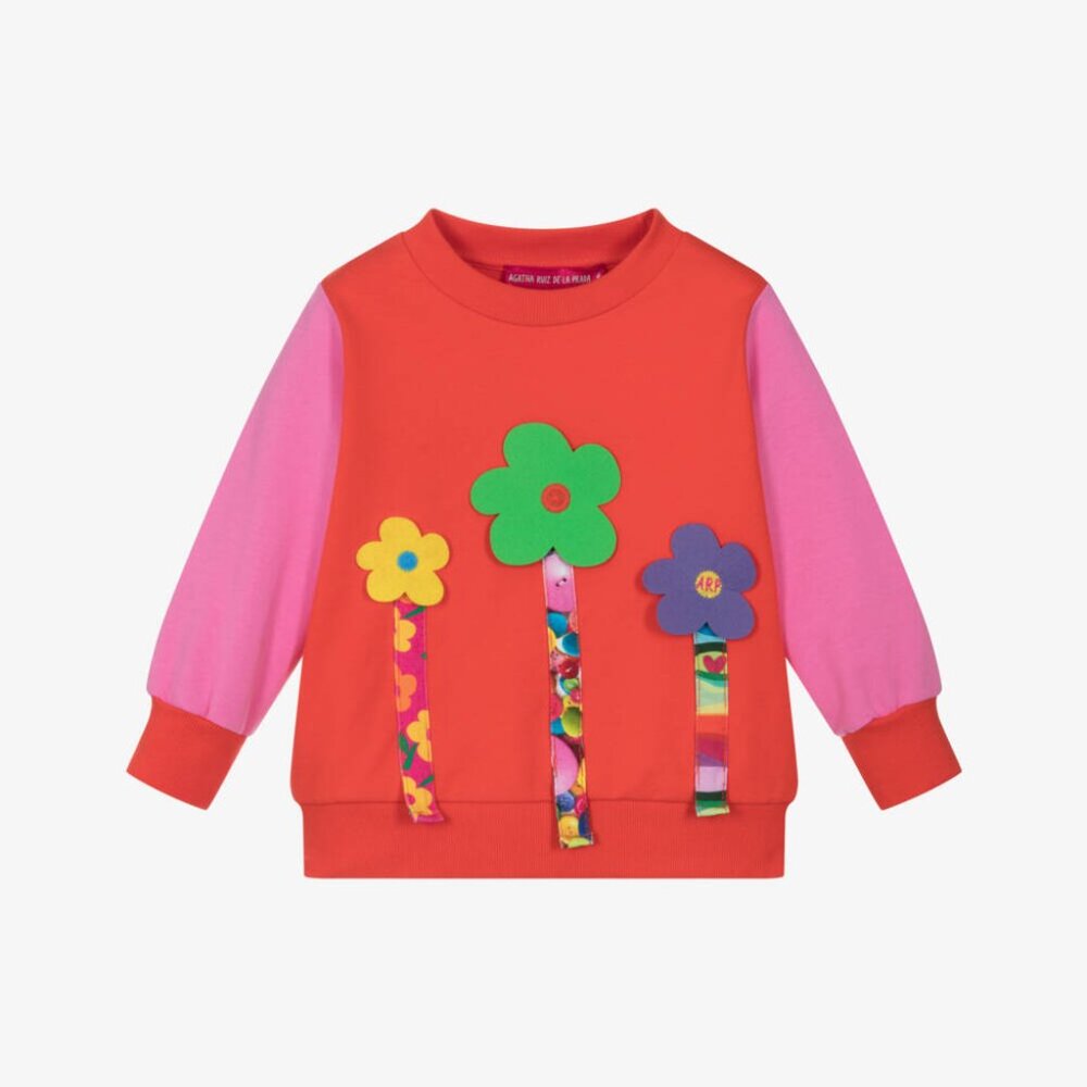 Agatha Ruiz de la Prada Girls Red & Pink Cotton Jersey Sweatshirt